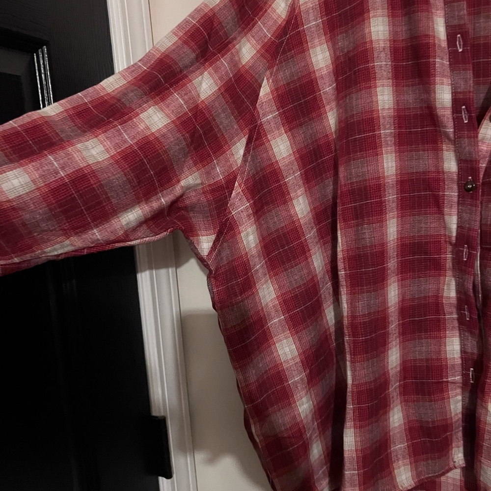 Boutique dolman flannel. Only wore once! Hyfve red and cream